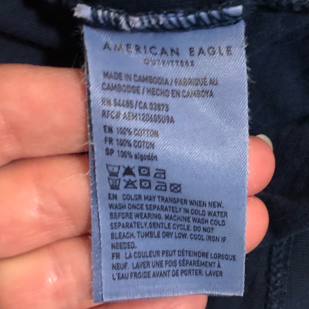 NWT American Eagle Navy Off Shoulder Crop Top Large Boho Peasant Summer Sz L - Picture 6 of 9